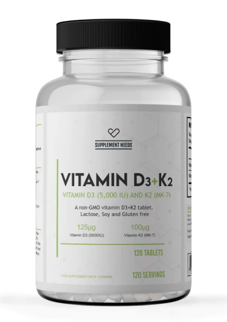 Supplement Needs - Vitamin D3 & K2 (MK-7) 120 Tablets