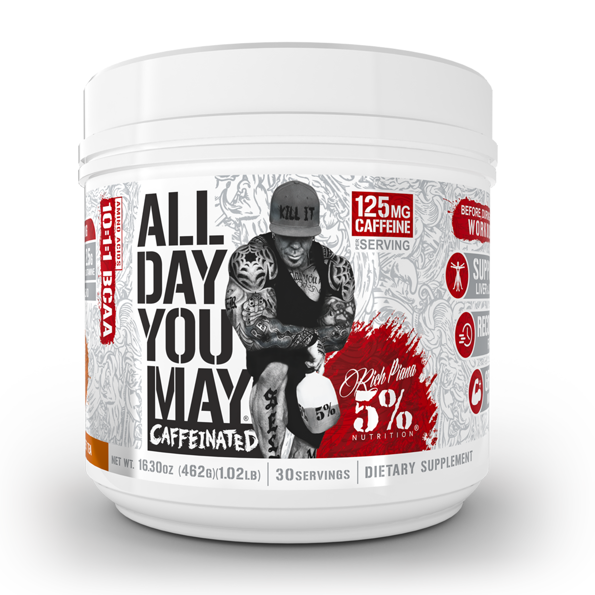 5% Nutrition All Day You May Caffeinated BCAA Recovery Drink 30 Serv