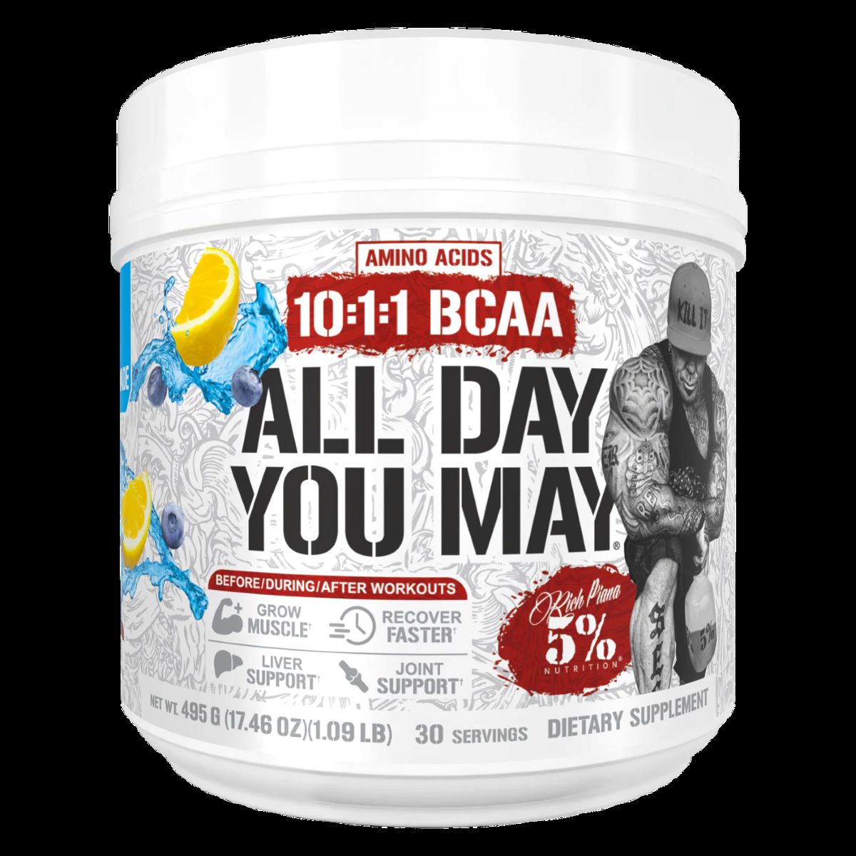 5% Nutrition All Day You May BCAA Recovery Drink 30 Serv