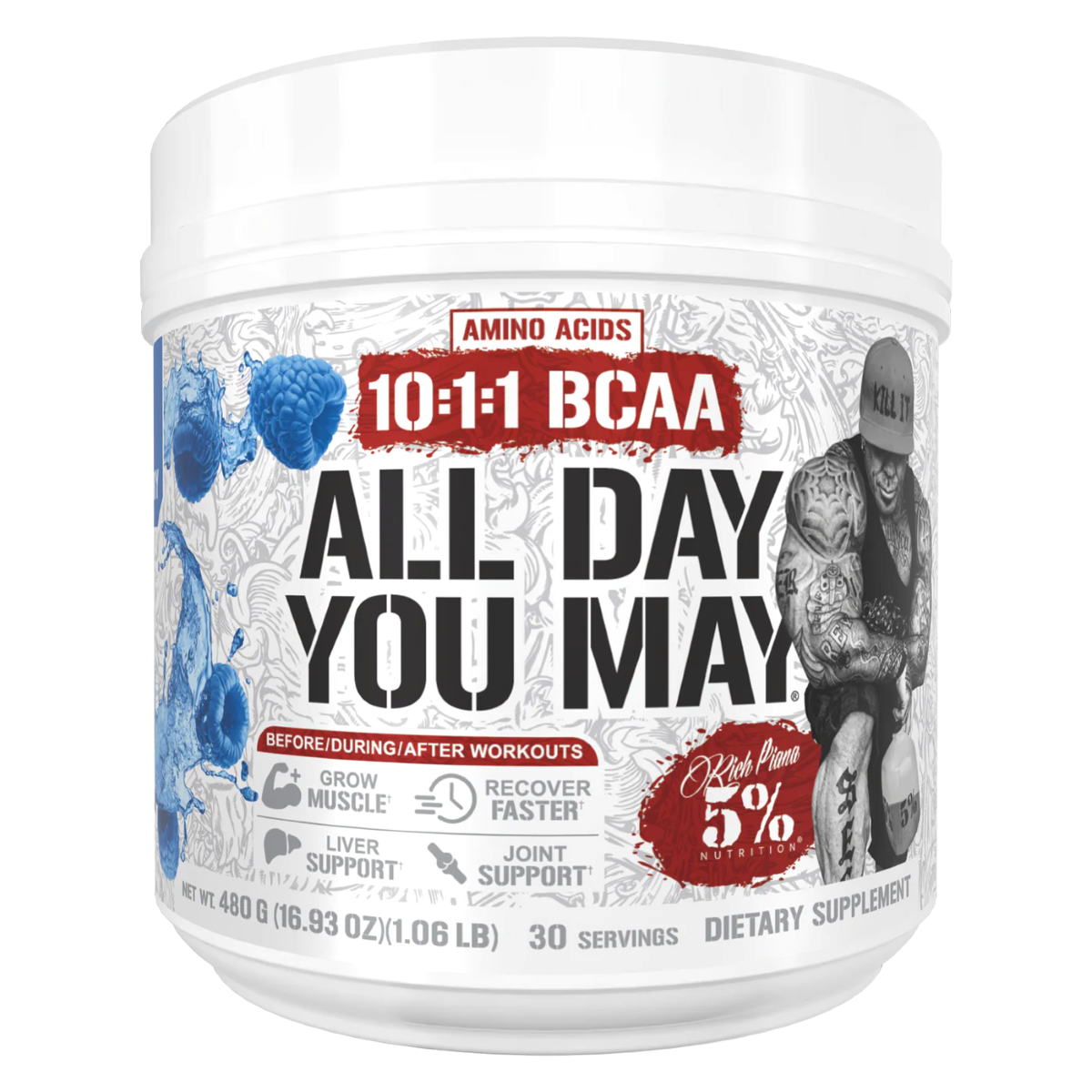 5% Nutrition All Day You May BCAA Recovery Drink 30 Serv