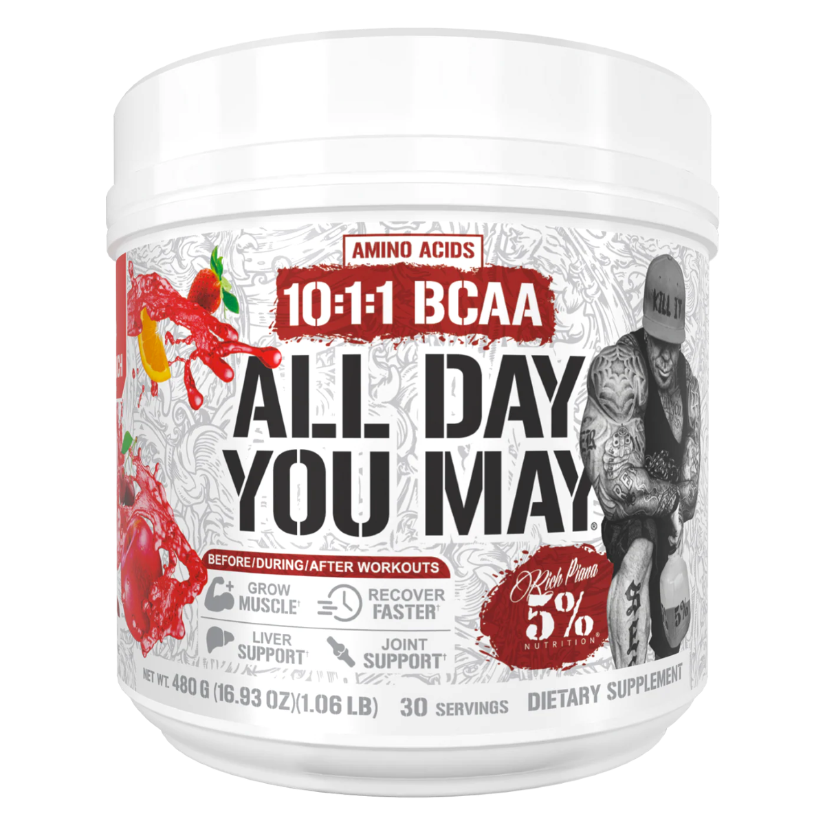 5% Nutrition All Day You May BCAA Recovery Drink 30 Serv