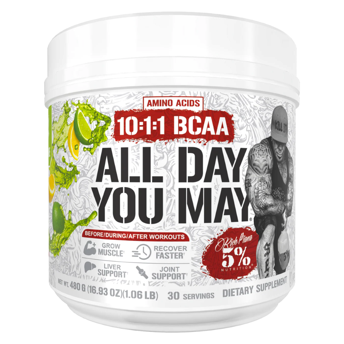 5% Nutrition All Day You May BCAA Recovery Drink 30 Serv