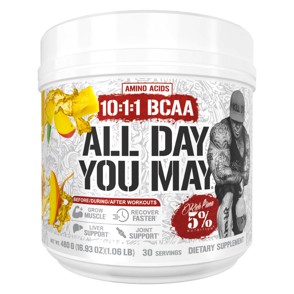 5% Nutrition All Day You May BCAA Recovery Drink 30 Serv