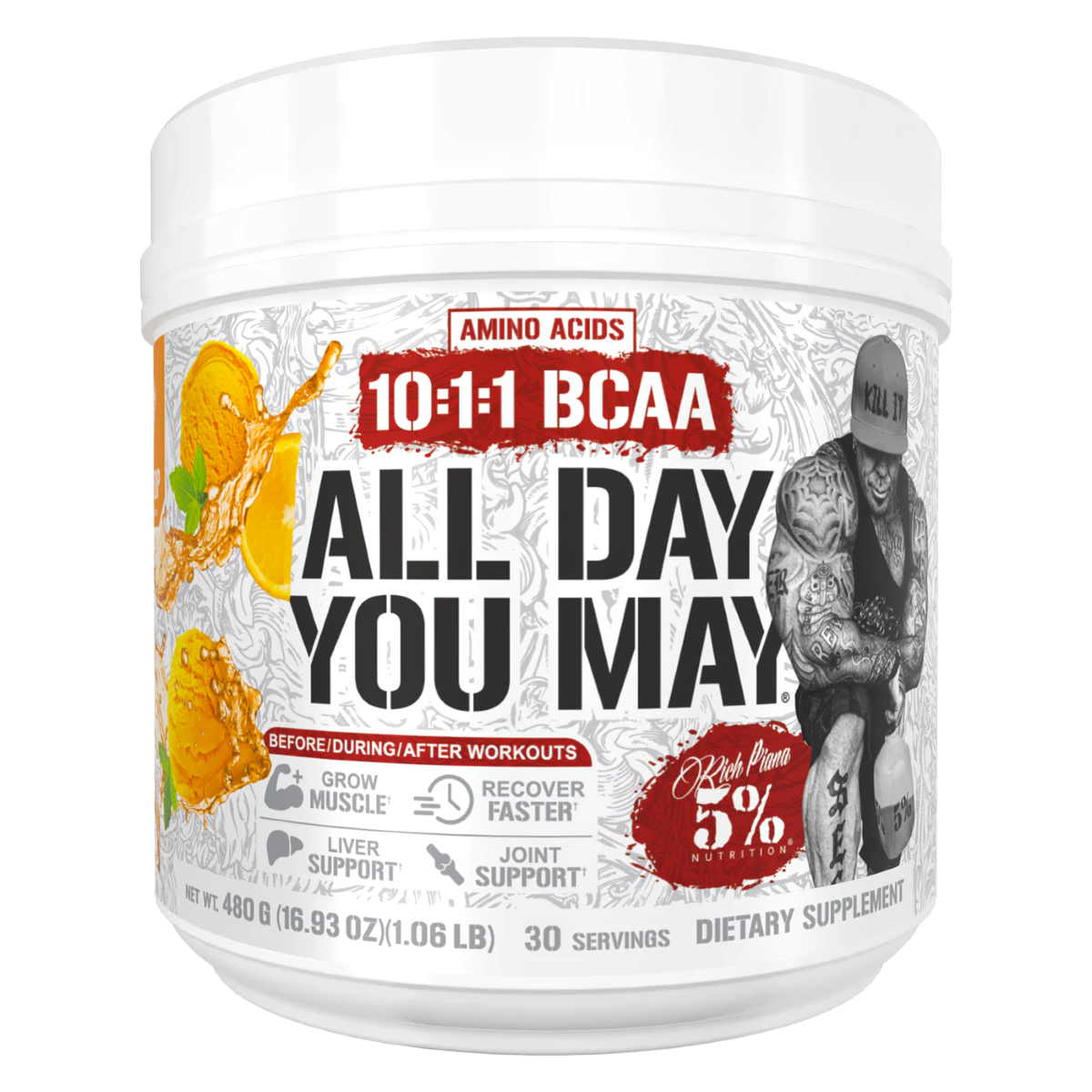 5% Nutrition All Day You May BCAA Recovery Drink 30 Serv