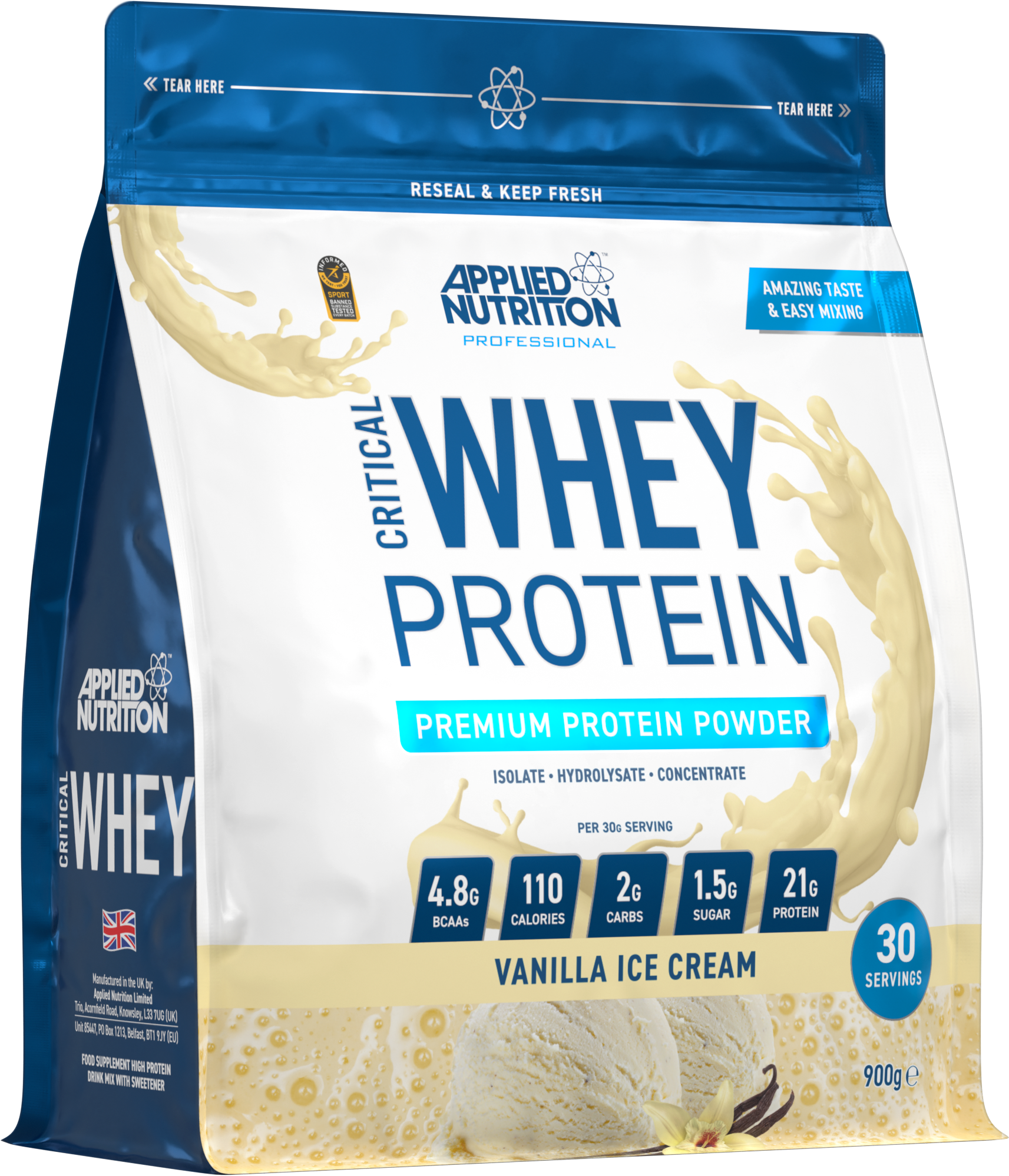 Applied Nutrition Critical Whey 900g Bag (PLUS FREE FIT CUISINE SYRUP)