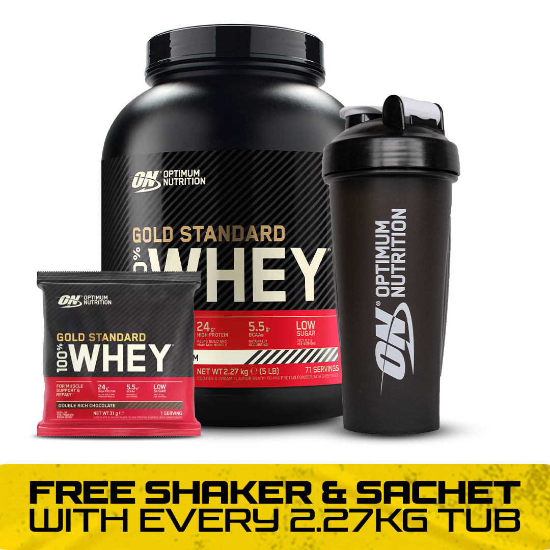 Optimum Nutrition Gold Standard Whey Protein (Free Shaker & Sample)*