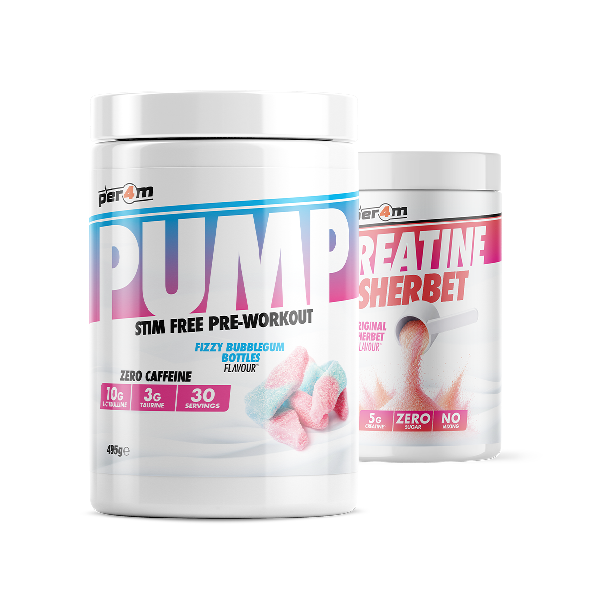PER4M Pump Stim Free Pre-Workout 495g with Glycersize™