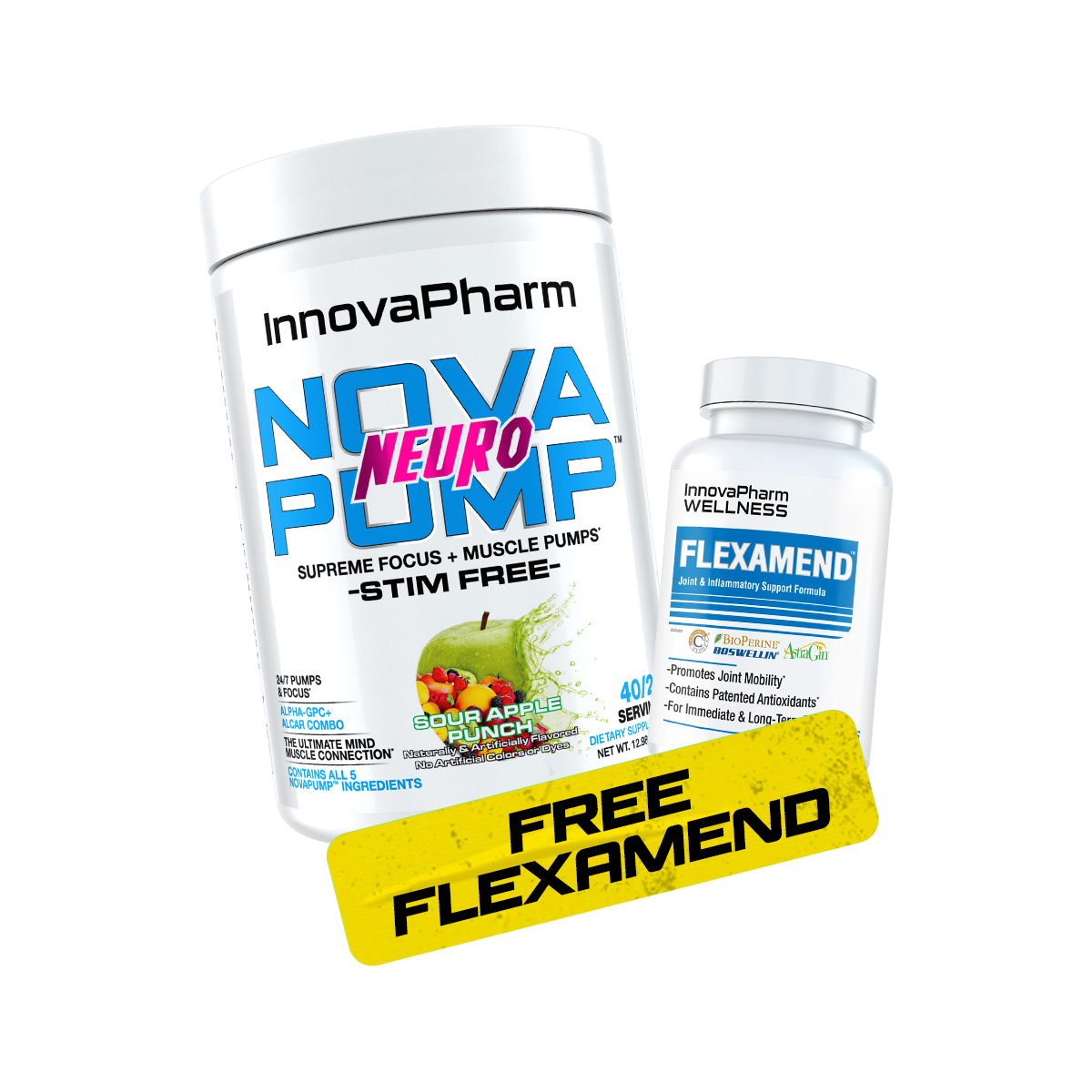 InnovaPharm NovaPump NEURO Pump Pre Workout 40/20 Servings (FREE Flexamend)