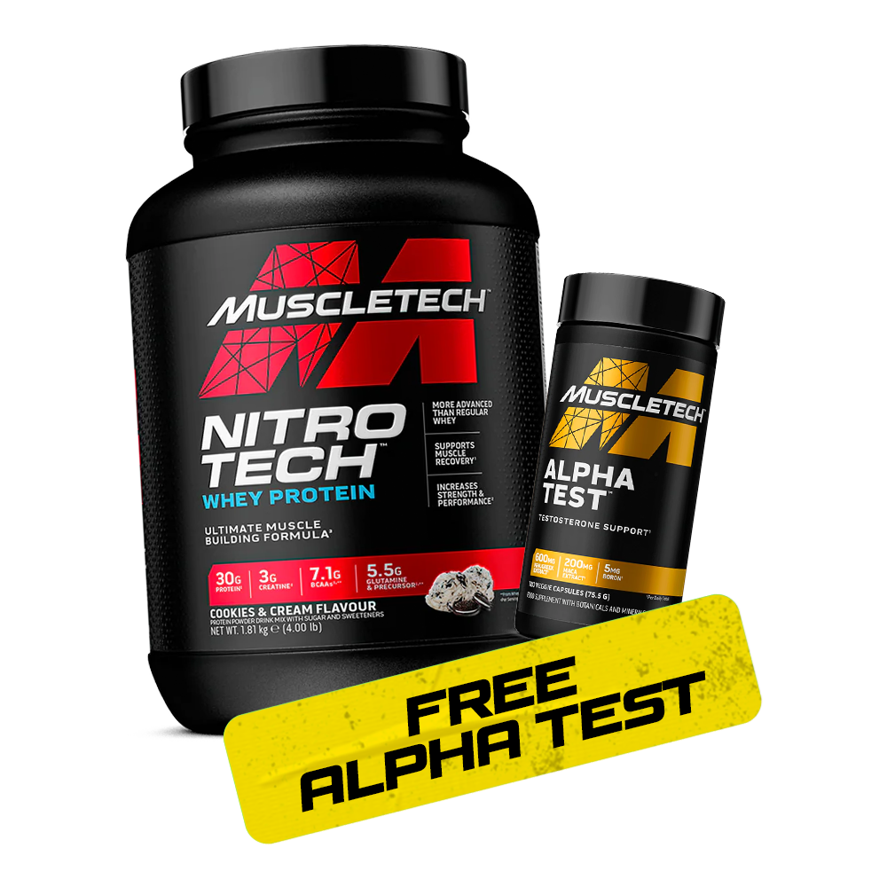 MuscleTech Nitro Tech Whey Protein 1.8kg (FREE Alpha Test Caps)