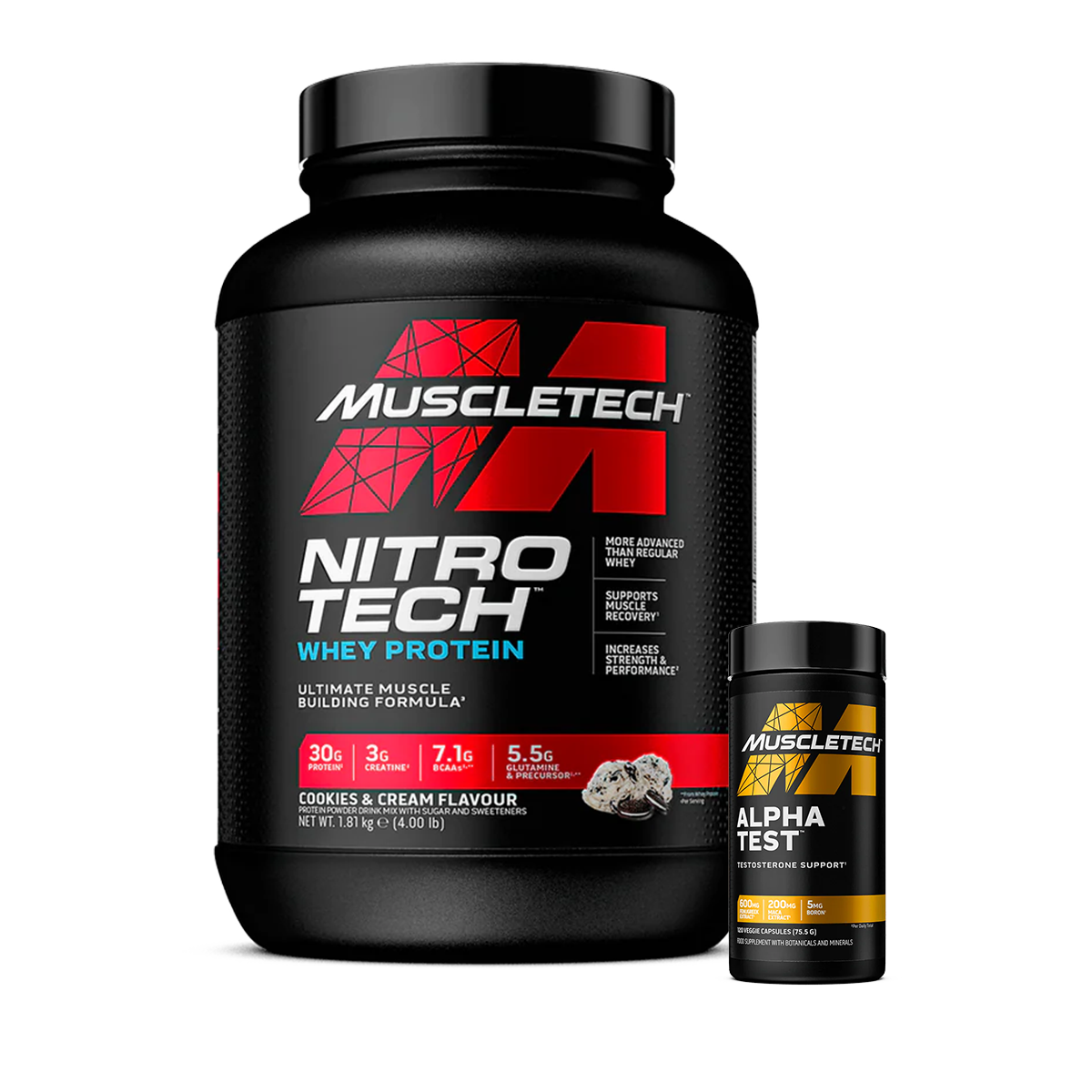 MuscleTech Nitro Tech Whey Protein 1.8kg (FREE Alpha Test Caps)