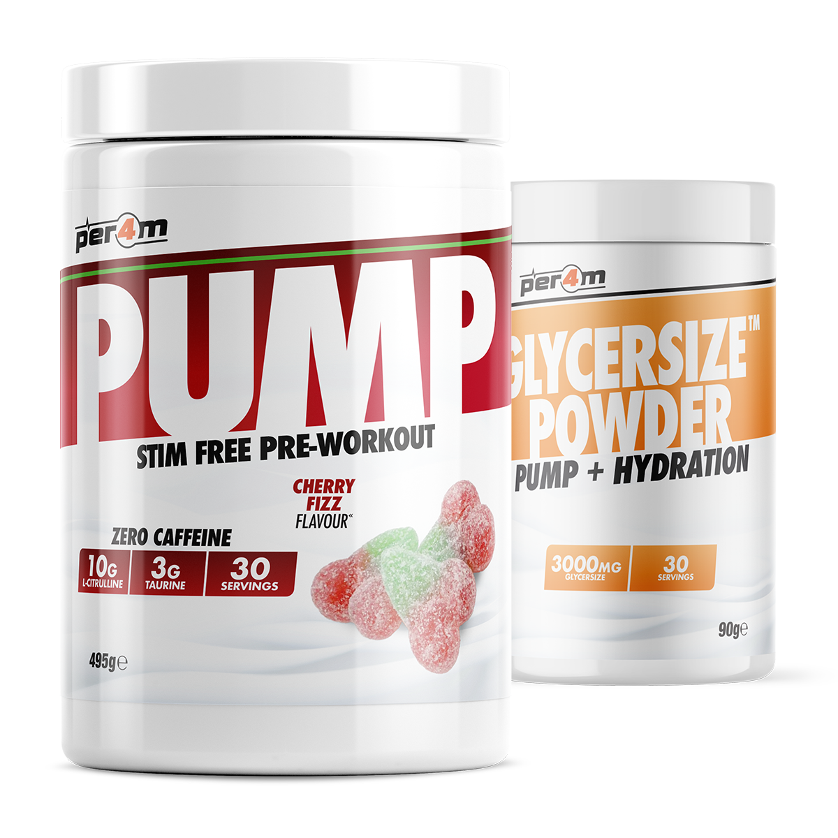 PER4M Pump Stim Free Pre-Workout 495g with Glycersize™