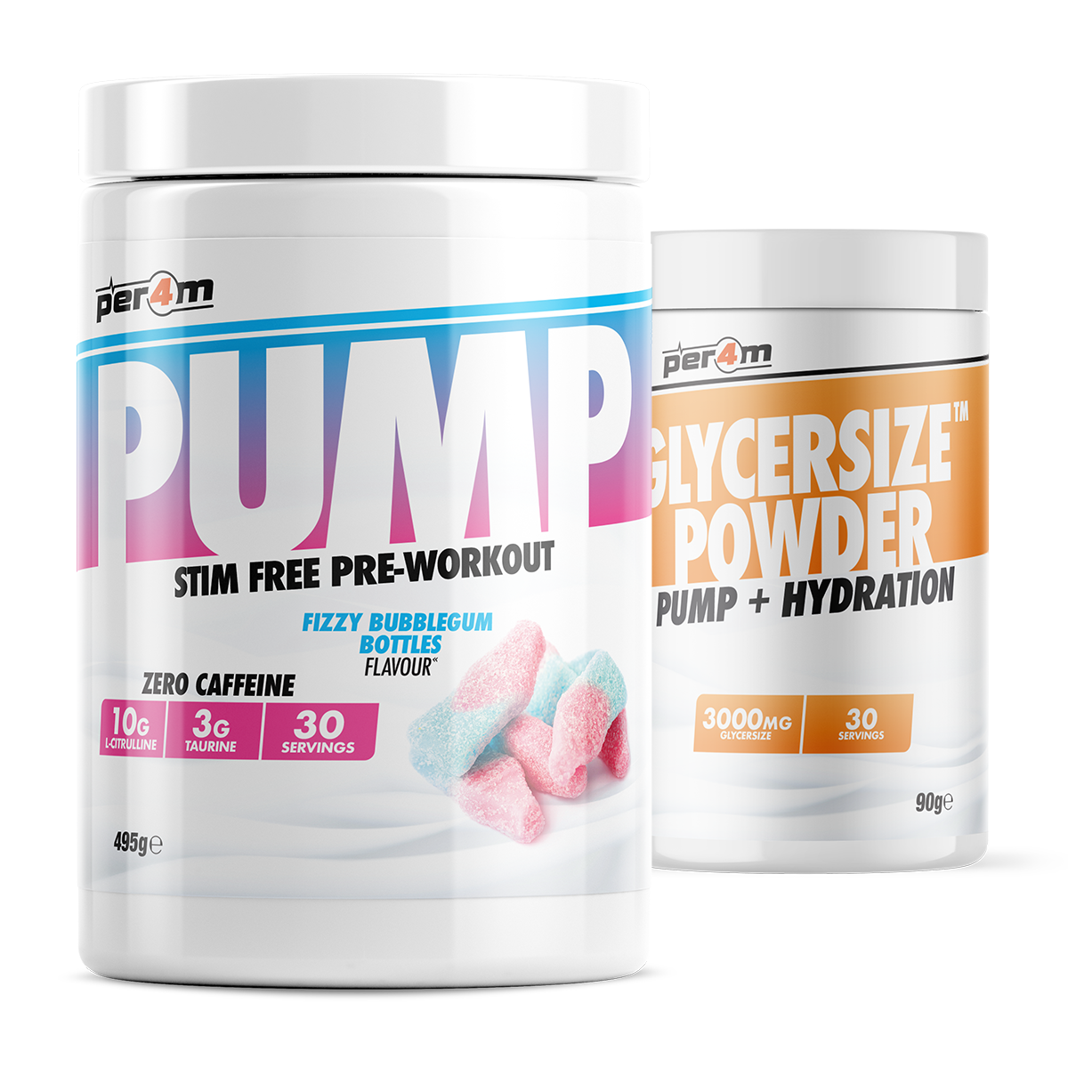 PER4M Pump Stim Free Pre-Workout 495g with Glycersize™
