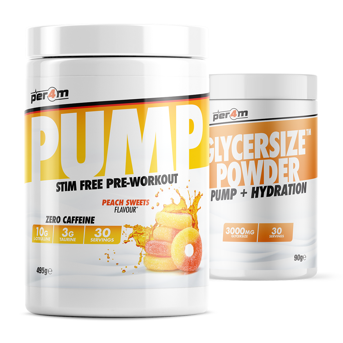 PER4M Pump Stim Free Pre-Workout 495g with Glycersize™