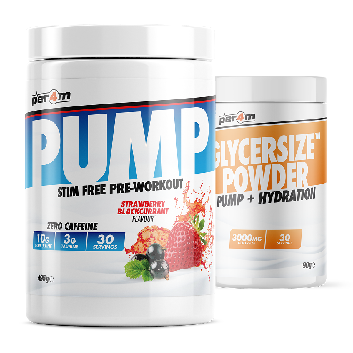 PER4M Pump Stim Free Pre-Workout 495g with Glycersize™