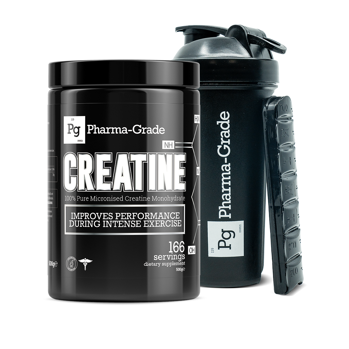 Pharma Grade Creatine Powder (Free Pill Box Shaker)