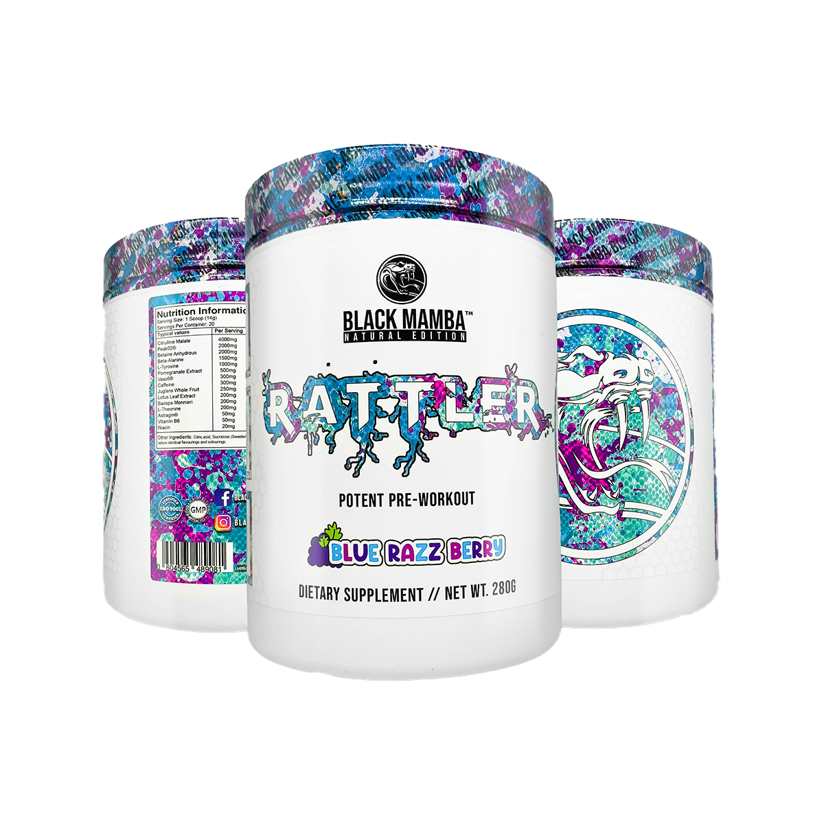 Black Mamba Rattler Pre-Workout 280g (FREE SHAKER)