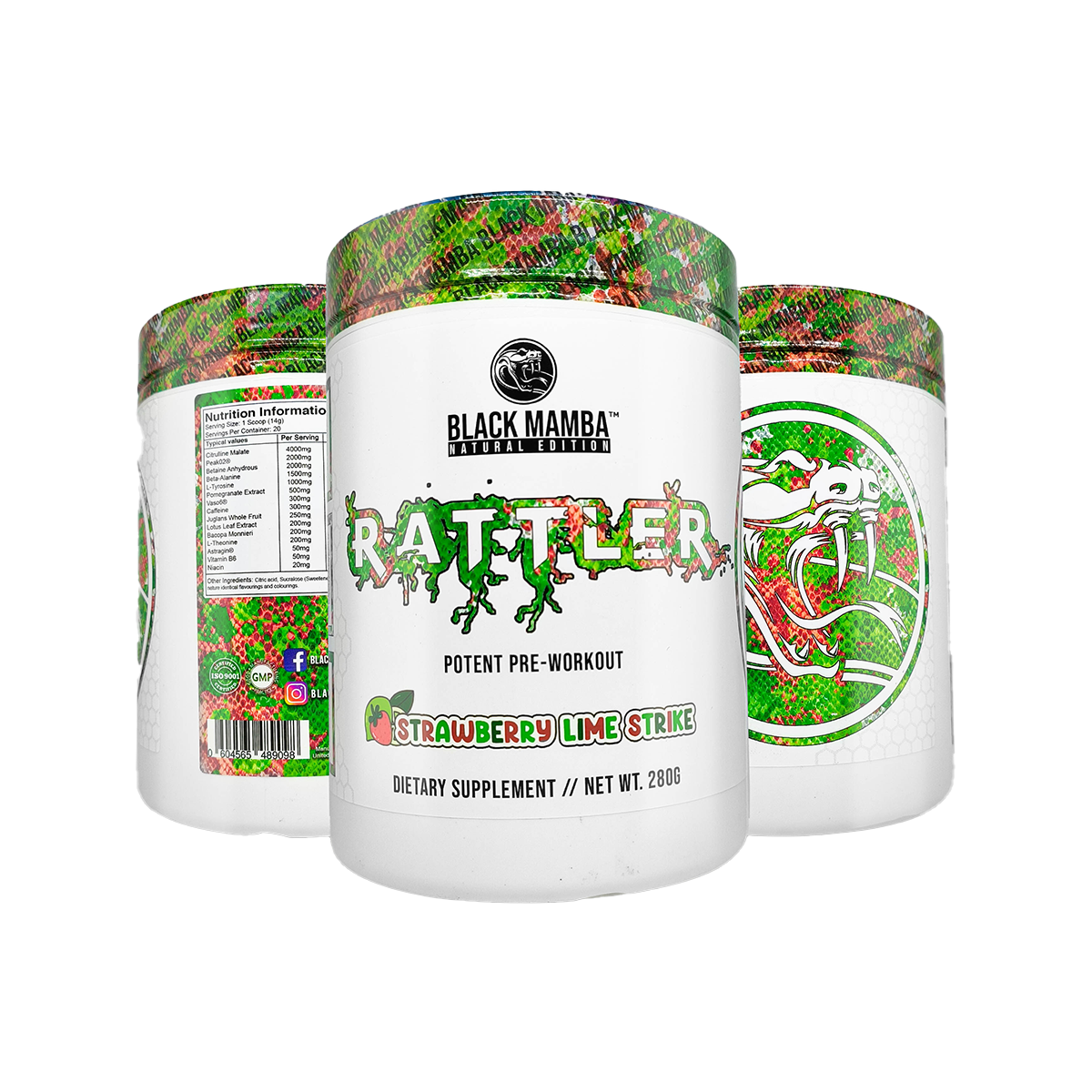 Black Mamba Rattler Pre-Workout 280g (FREE SHAKER)