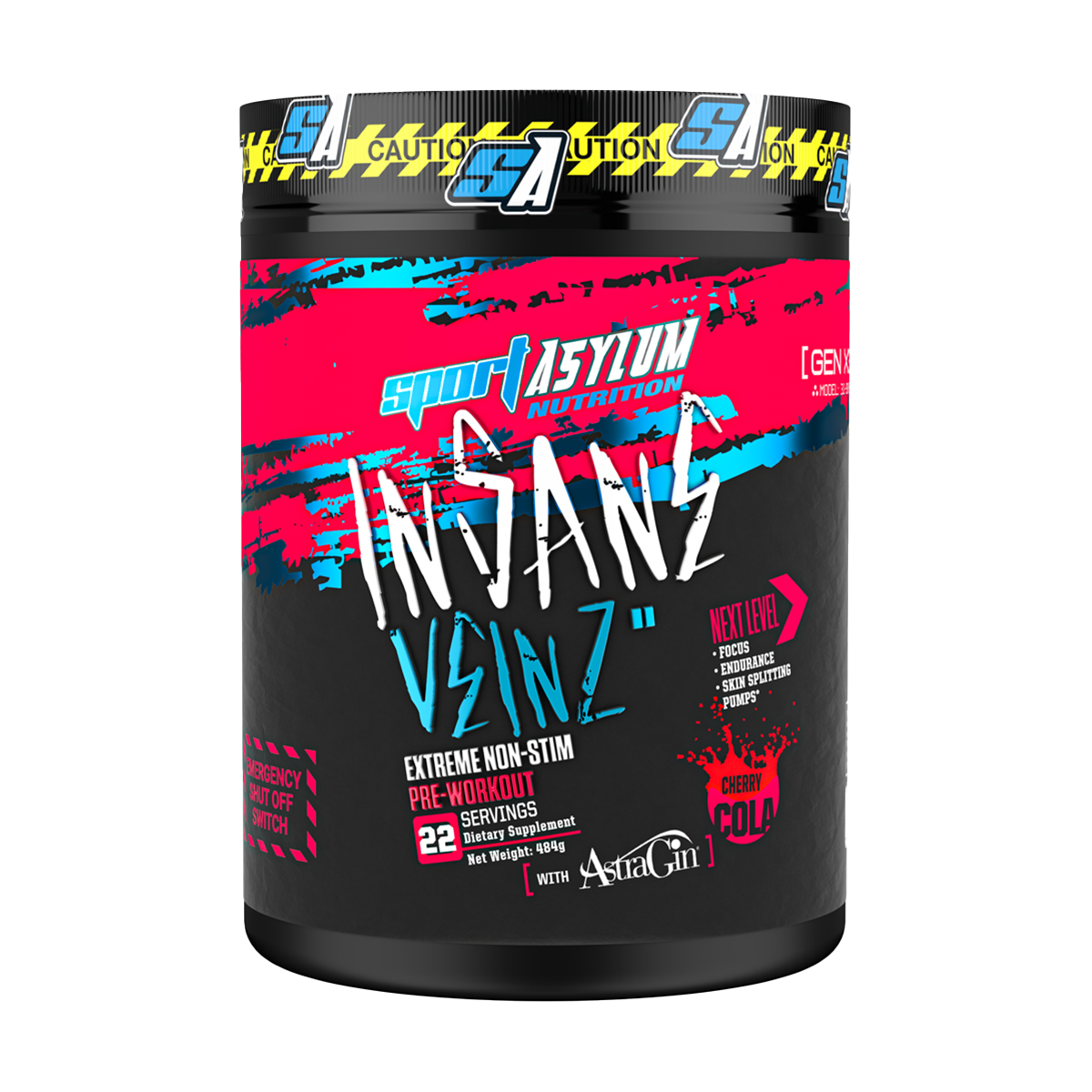 Sport Asylum Insane Veinz Non Stim Pre Workout 484g (FREE SHAKER)