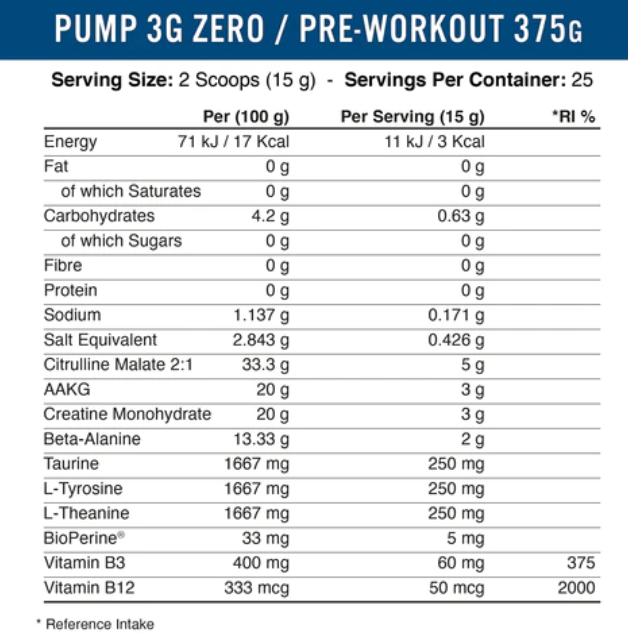 Applied Nutrition ZERO Pump 3G 375g